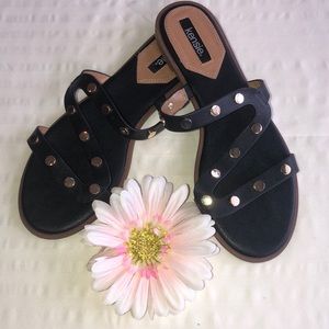 Kensie Black Studded Women's Sandals